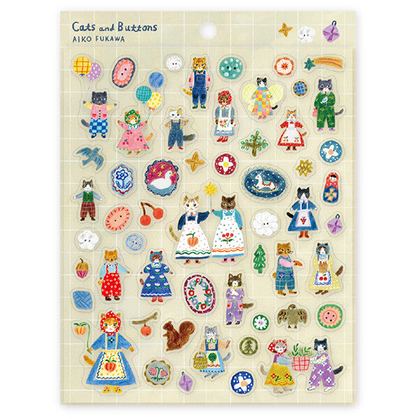 Cats and Buttons Sticker Sheet - Aiko Fukawa